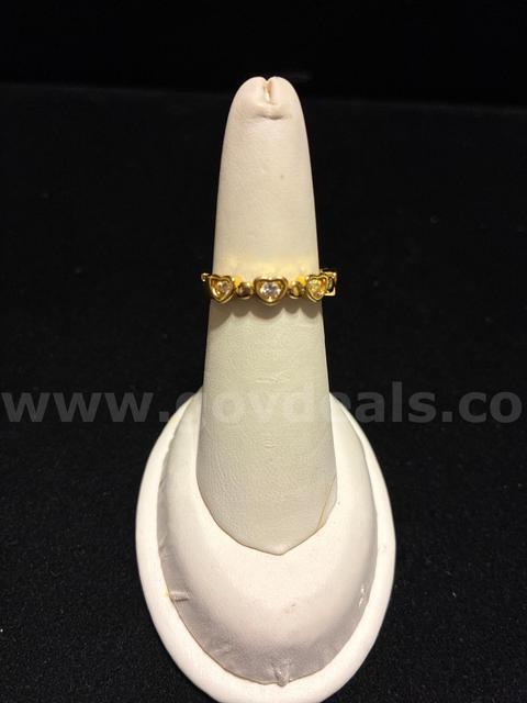 Dainty, Ladies, Adjustable, 24K Gold Filled, CZ Heart Adjustable Ring.