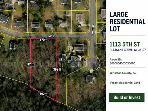 2-DAY LAND SALE – LARGE RESIDENTIAL LOT IN PLEASANT GROVE, AL