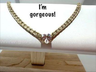 Gorgeous, Cubic Zirconia Diamond Heart Pendant, W/24k Gold Filled, 18 Inch, Flex Chain