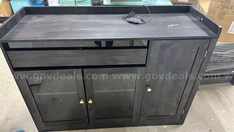 Brand New 2 set 46.5” Modern Black Sideboard Buffet Cabinet with glass doors, 1 drawer & 3 adjustable shelves SB003