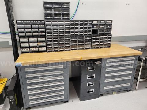 Stanley Dual-Cabinet Maple-Top Workbench, Parts/Component Bins & Optical Hardware, Tools & Accessories