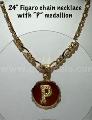 Stunning, 24 Inch, 24k Gold Filled, Figueroa Chain, W/"P" Initial Medallion
