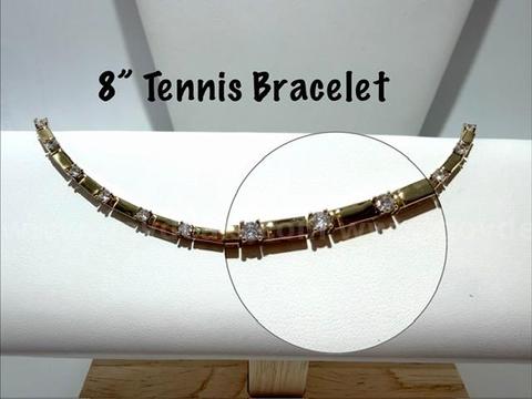 Stunning, 24k Gold Filled, 8 Inch, Ladies CZ Diamond, Tennis Bracelet