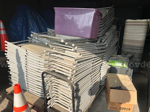 LOT G - 300 Folding Chairs, a few sitting chairs, with rolling carts