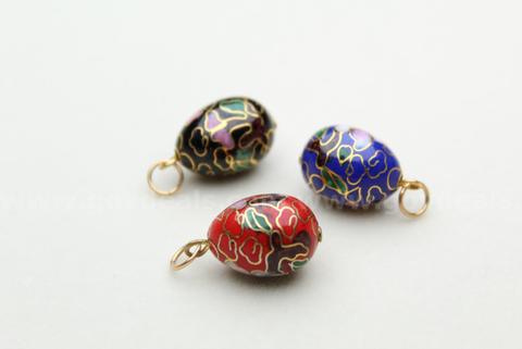 Lot of (3) Vintage Cloisonné Enamel Egg Pendants