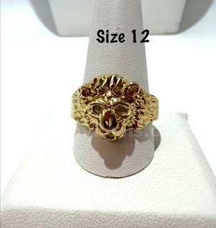 Attractive. Men's, 24k Gold Filled, Size 12, Lion Face Ring