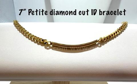 Simple, Ladies, 24k Gold Filled, 7 Inch, Diamond Cut ID Bracelet