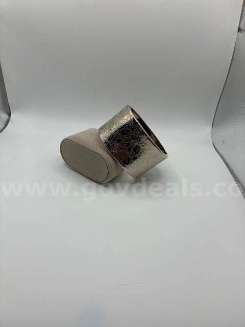 Stunning, Rhodium Filled (Silver), Modern Hammered Wide Cuff Bracelet.