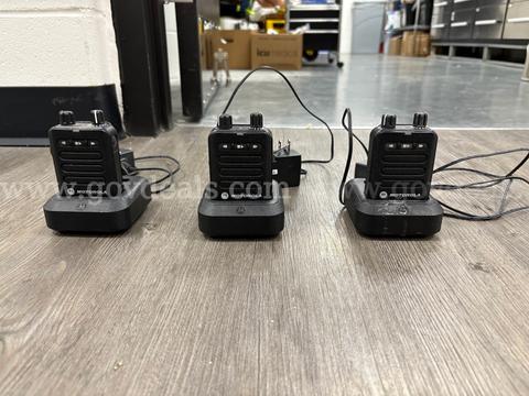 Lot of 3 Motorola Minitor VI UHF Pagers and Charging Equipment