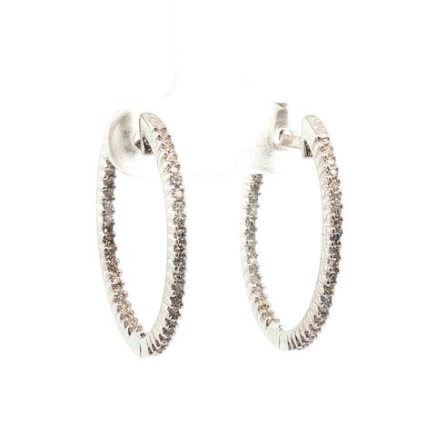 18KT White Gold Natural Round Earth Diamond Hoop Earrings