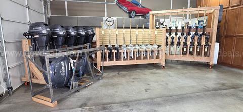 6 brand-new Yamaha outboards (F20LPA/F20LEA on frame, F40LA). Mixed transport damages/punctures (easy repairable). AS-IS