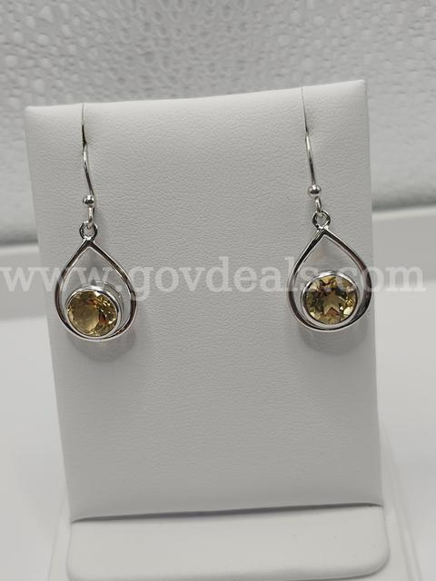 Ladies Citrine Sterling Silver Earrings, Very Nice Stones