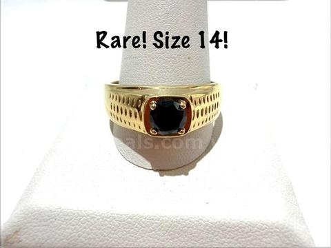 Rare, 24k Gold Filled, Men's, Size 14, Onyx Ring