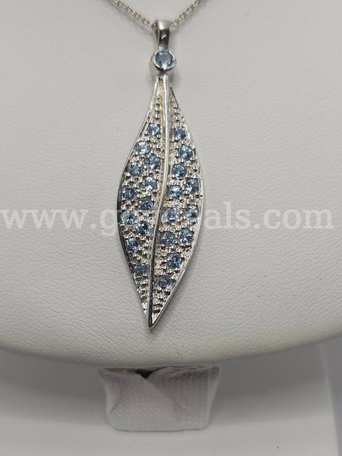 Ladies London Blue Topaz Sterling Silver Pendant Necklace