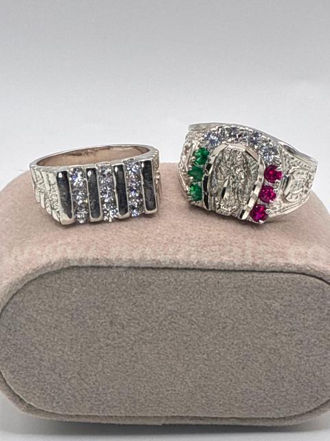 (Set of 2)Stunning, Rhodium Filled (Silver) Size 12, Mens Rings.