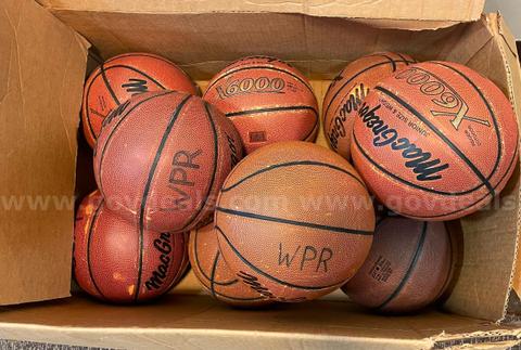 Lot of used basketballs