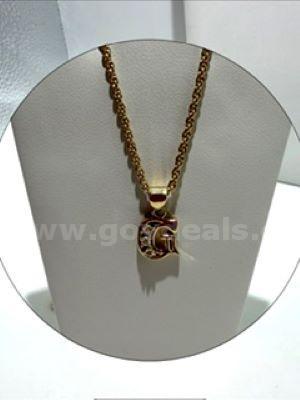 Gorgeous, Cubic Zirconia Diamond "G" Initial, W/1MM, 16 Inch, 24k Gold Filled, Diamond Cut, Rope Chain