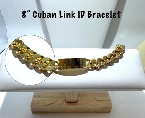 Beautiful, Heavy, 24k Gold Filled, 8 Inch, Thick Cuban Link ID Bracelet