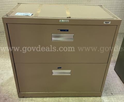 Metal Lateral File Cabinet, 2 drawers, beige