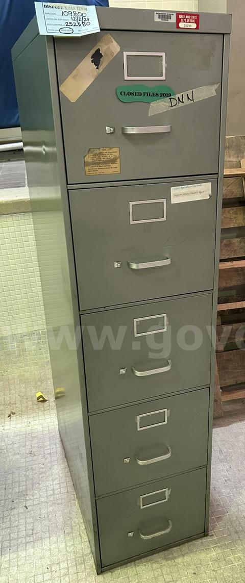 Metal Vertical File Cabinet, 5 drawers, gray