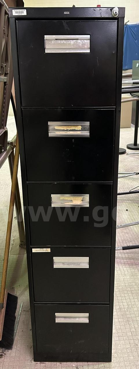 Metal Vertical File Cabinet, 5 drawers, black