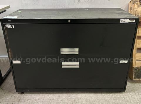 Metal Lateral File Cabinet, 2 drawers, black