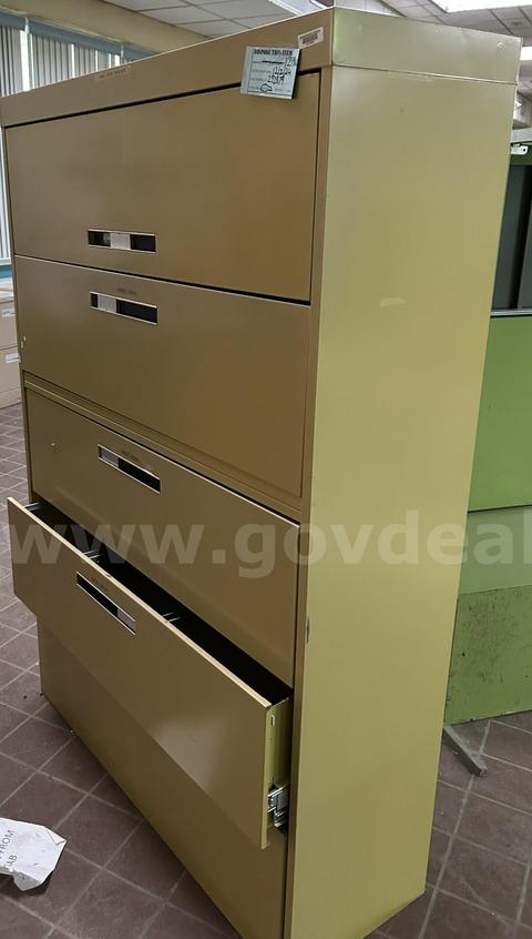 Metal Lateral File Cabinets, 5 drawers: tan color