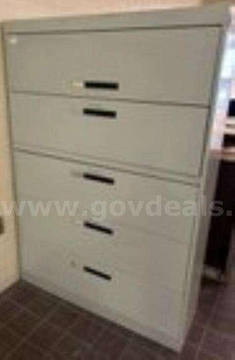 Metal Lateral File Cabinet, 5 drawers, ivory cream