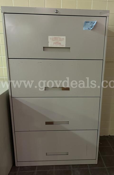 Metal Lateral File Cabinet, 4 drawers, ivory cream