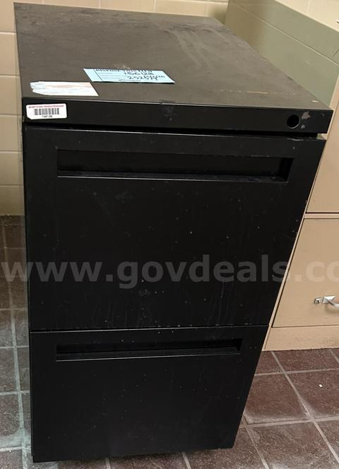 Metal Vertical File Cabinet, 2 drawers on wheels, black