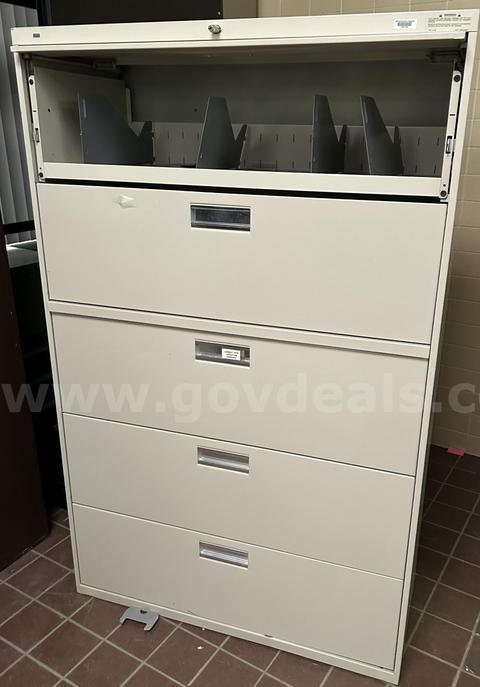 Metal Lateral File Cabinet, 5 drawers, ivory