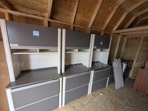 Lot of Office Furniture - 2 Drawer Lateral File Cabinets Some w/ Top Hutches