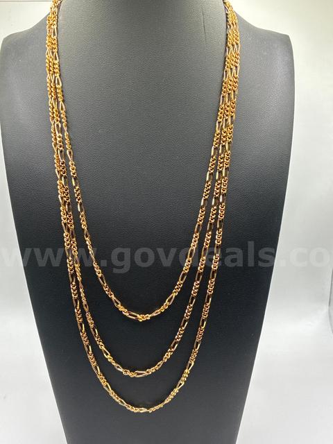 Beautiful, 24k Gold Filled, Ladies, 3-in-1, Layered 24β, 22β, 20β Figaro Necklace.