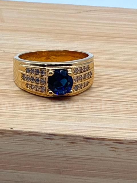 Gorgeous, Size 9.5 Men’s CZ Sapphire CZ Ring. 24K Real Gold Filled