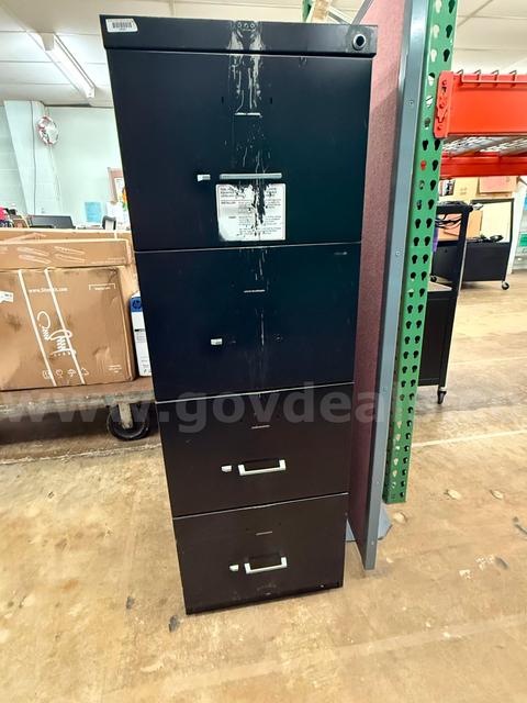 One Metal File Cabinet, 4 Drawer, Vertical, Black