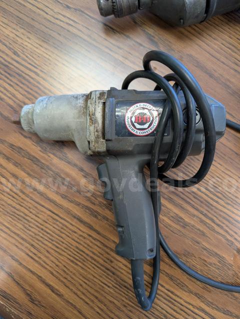 (1) 1/2" impact wrench; Black & Decker, & (1) Angle grinder; Craftsman Professional