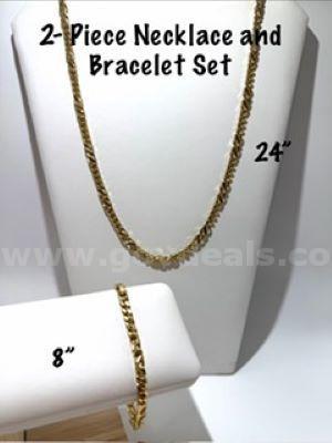 Gorgeous, 2 PC, Cuban Link, 24k Gold Filled, Necklace & Bracelet Set