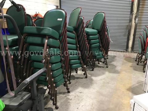 Qty 70 Gasser Green Banquet Rolling Chairs
