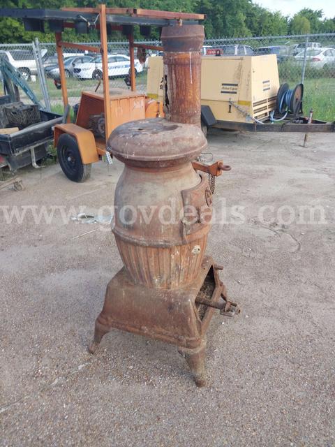 Vintage Cast Iron Potbelly Stove with Vertical Chimney Flue