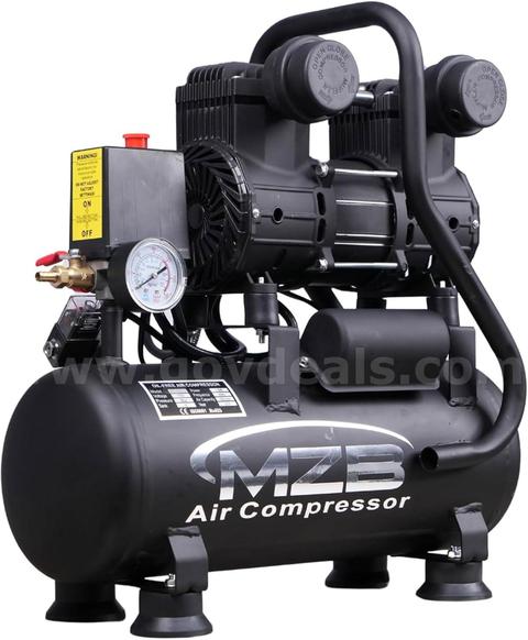 *NEW* MZB 2.4 Gallon Quiet Air Compressor 110V/60Hz 1.0HP 5.65CFM, MAX 115PSI Steel Tanks Oil-Free 72dB Noise Level Air