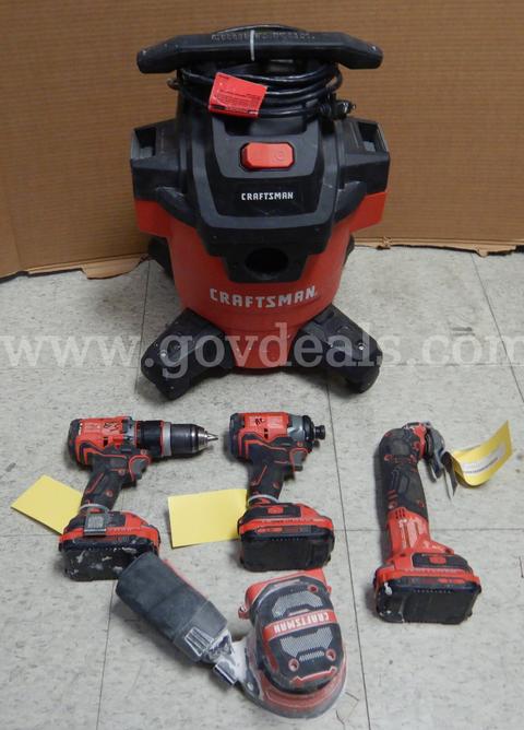 20 volt cordless Craftsman tools and electric vacuum.