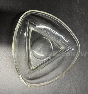 Vintage, MCM 3 Clear Triangle Bowl W/Circle & Triangular Shape Inside