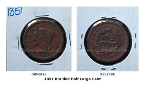 1851 Braided Hair Large Cent | Pre-Civil War Issue with Attractive Original Brown Surfaces