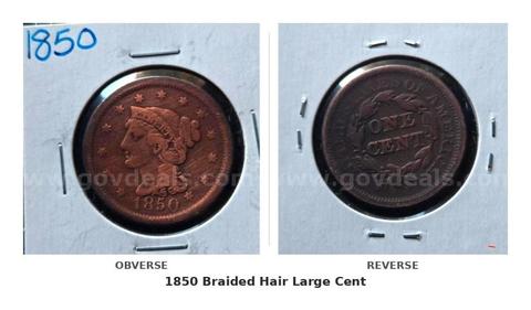 1850 Braided Hair Large Cent — Exceptional Detail with Warm Original Red-Brown Surfaces