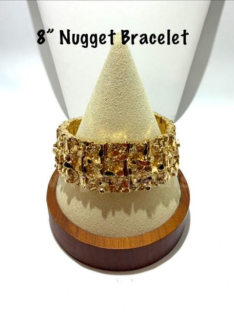Gorgeous, 8", (1"wide), 24kt Gold Filled, Nugget Bracelet