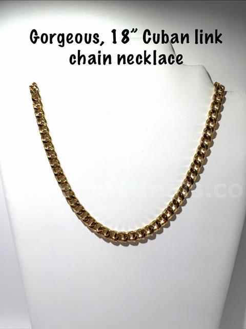 Beautiful, 18 Inch, 24kt Gold Filled, Curb Link Chain Necklace