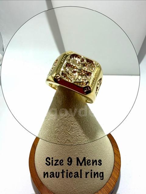 Beautiful, Men's, 24kt Gold Filled, Size 9, Nautical Ring