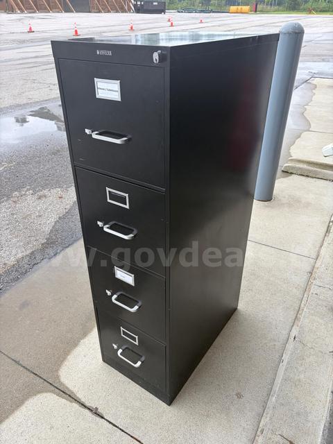 Black Metal File Cabinet - 4 drawer - 52" Tall x 26.5" deep x 14.5" wide