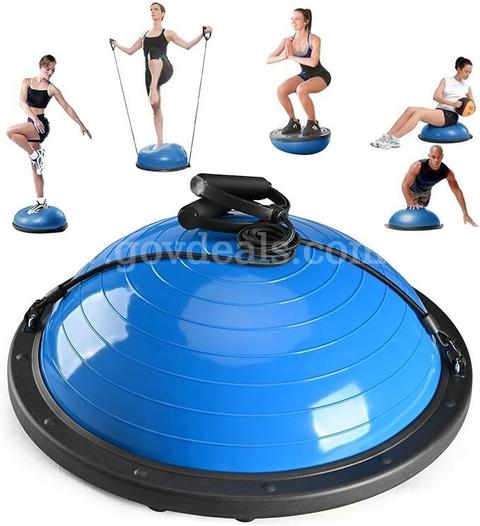 SHIPPING AVAILABLE  Half Balance Ball Trainer, Half Yoga Exercise Ball with Resistance Bands and Foot Pump(A1-06)