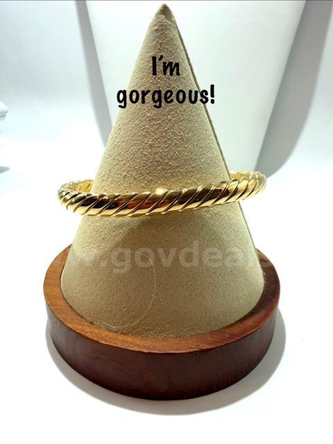 24kt Gold Filled, Size Large, Heavy Braided Bangle Bracelet